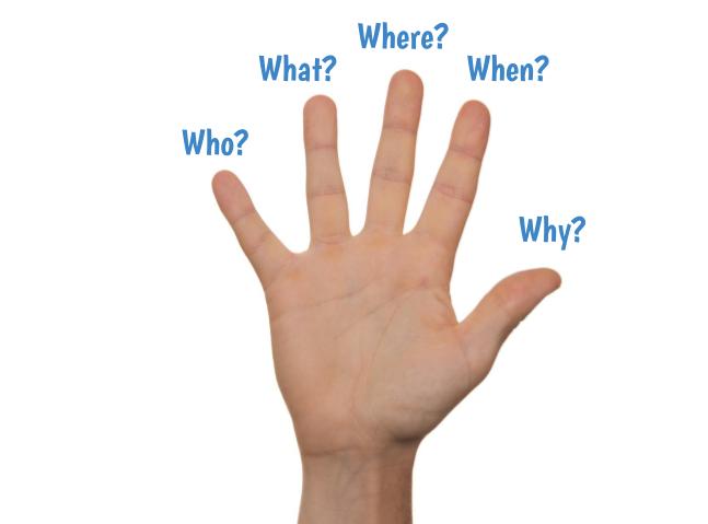 Post-reading activities: Five finger retell